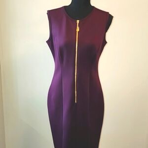 Calvin Klein Midi Bodycon Dress Wine Burgundy Size 10